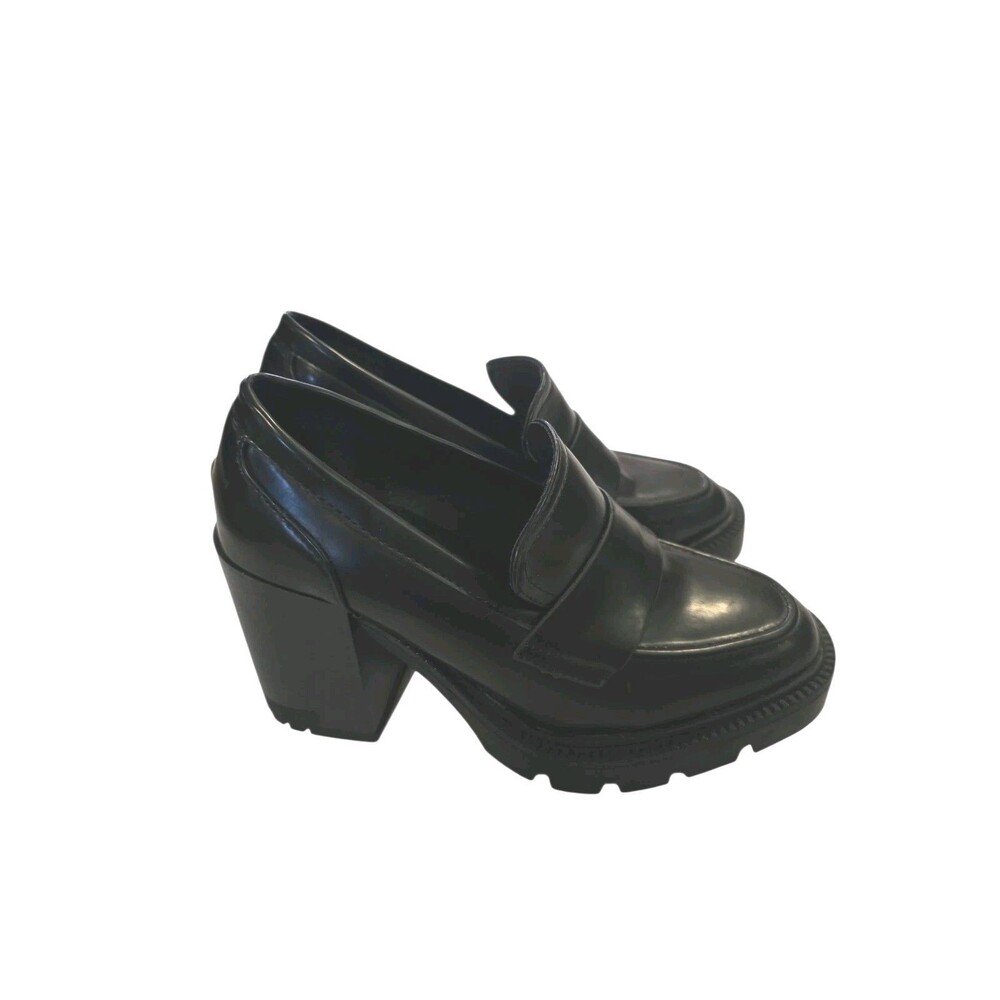Madden Girl Shoes Womans 8 Black Smarty Chunky Block Heel Loafers Witchy